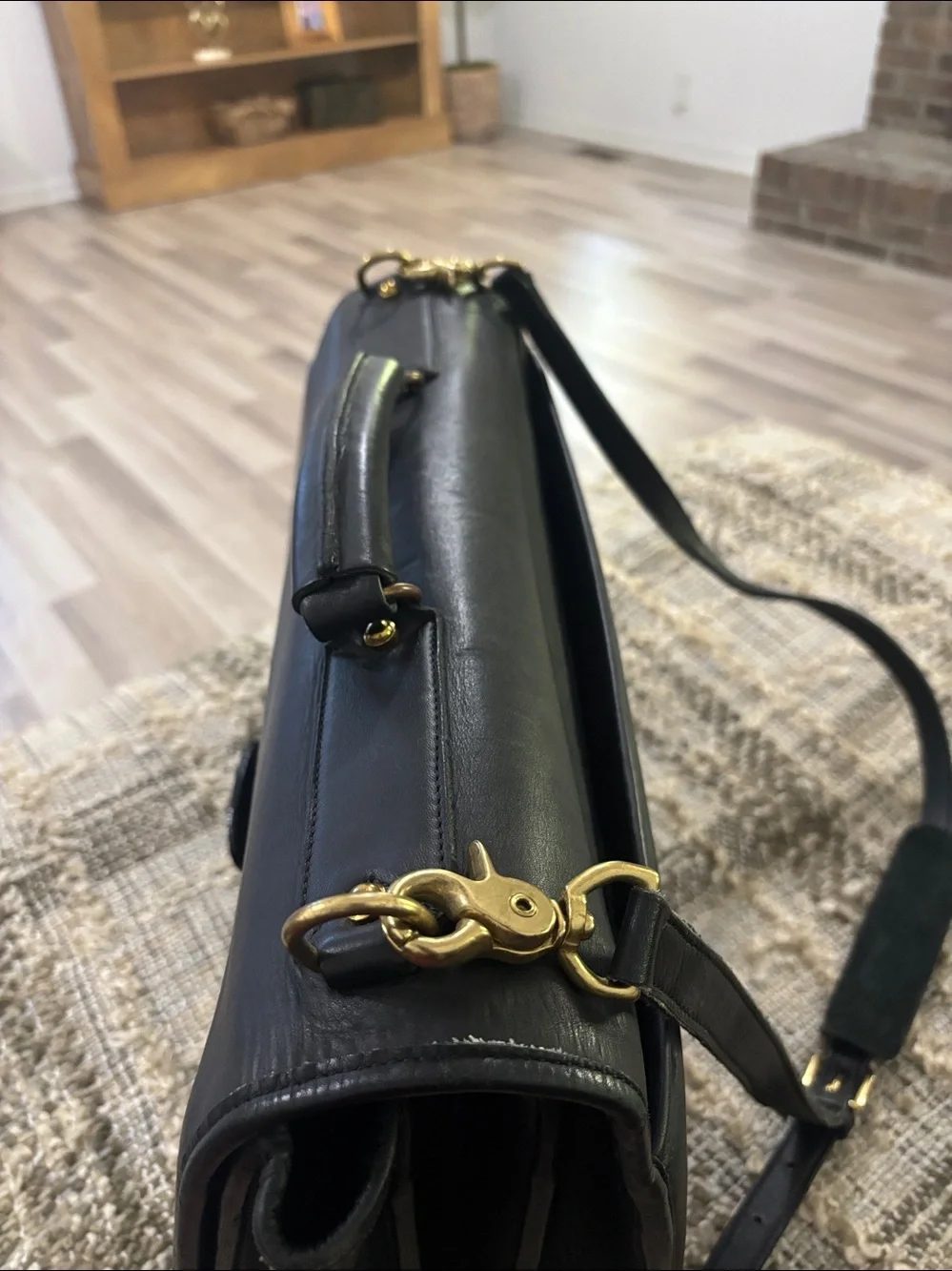 SACOCHE‎ International Briefcase Bag Black Leather Crossbody Laptop Bag
